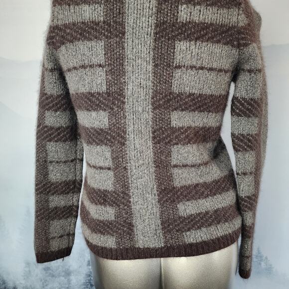 Ann Taylor Rabbit Hair Alpaca Wool Striped Crew Neck Sweater | Women's Medium - Picture 9 of 13